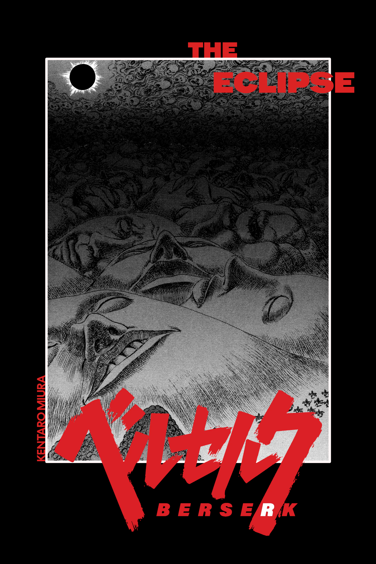 Plakat der viser 'The Eclipse' fra mangaen Berserk af Kentaro Miura